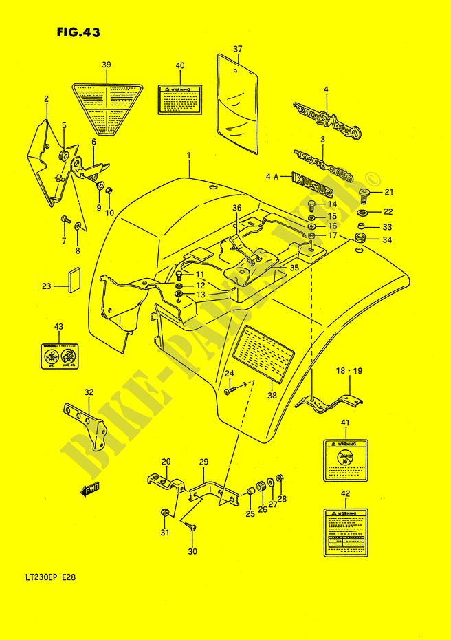 ACHTERSPATBORD (MODELE H/J/K/L) voor Suzuki QUADSPORT 230 1991