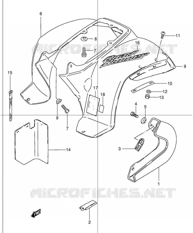 ACHTERSPATBORD (MODELE K1/K2) Suzuki QUAD 50 MINIQUAD-SPORT 2000  LT50Y(P1)