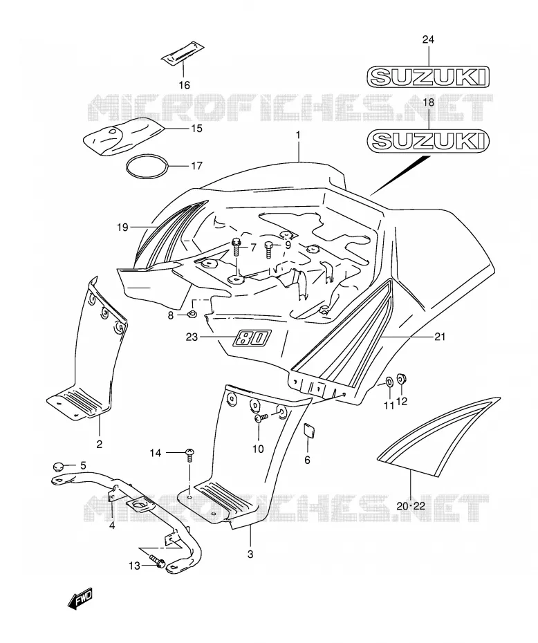 ACHTERSPATBORD (MODELE K2/K3) Suzuki QUAD 80 QUADSPORT 2006  LT80K6(P1)