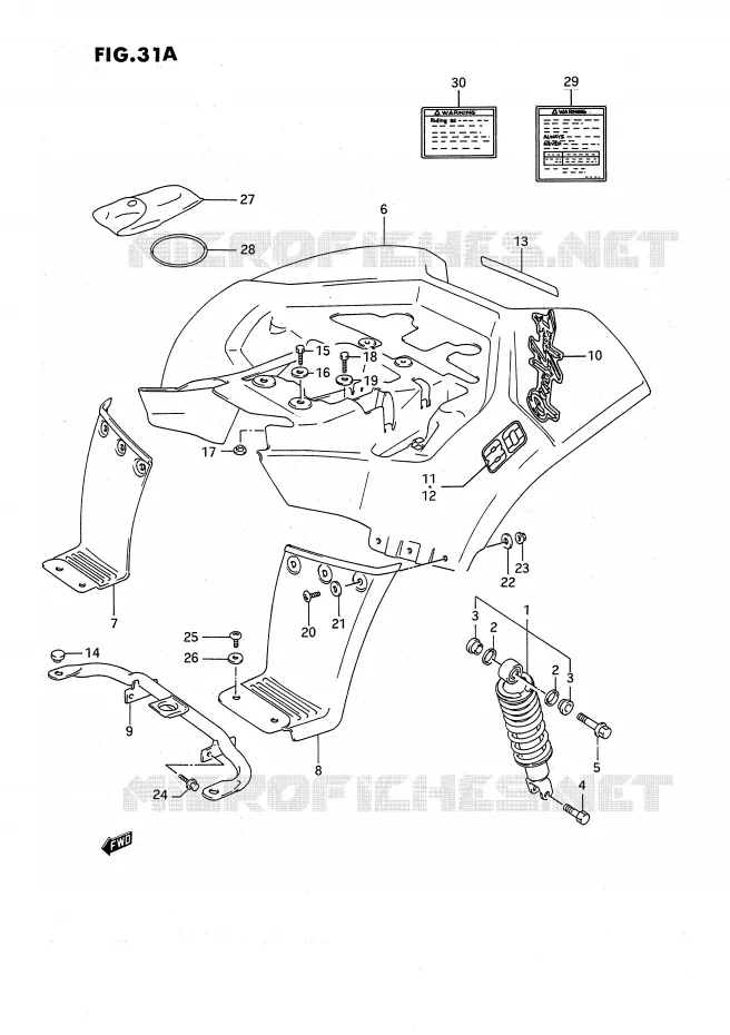 ACHTERSPATBORD (MODELE L) Suzuki QUAD 80 QUADSPORT 1992  LT80N(P3)