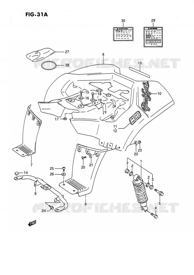 ACHTERSPATBORD (MODELE L) Suzuki QUAD 80 QUADSPORT 1993  LT80P(P28)