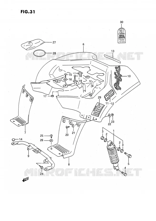 ACHTERSPATBORD (MODELE L) Suzuki QUAD 80 QUADSPORT 1995  LT80S(P1)