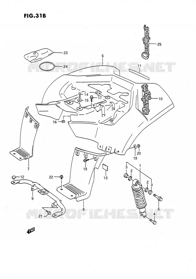 ACHTERSPATBORD (MODELE M/N/P/R/S) Suzuki QUAD 80 QUADSPORT 1992  LT80N(P3)