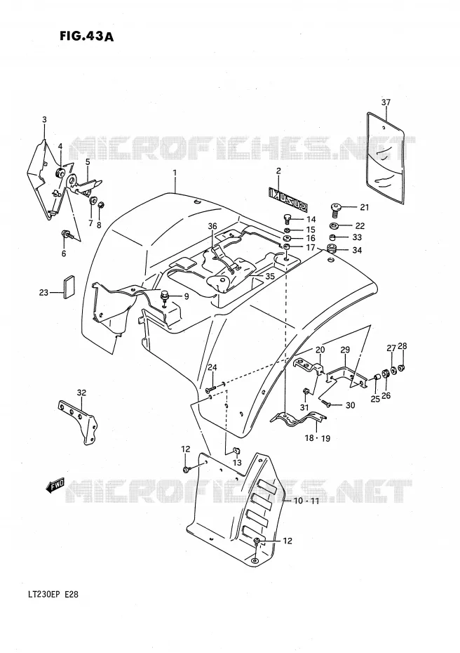 ACHTERSPATBORD (MODELE M/N/P) Suzuki QUAD 230 QUADSPORT 1993  LT230EP(E28)