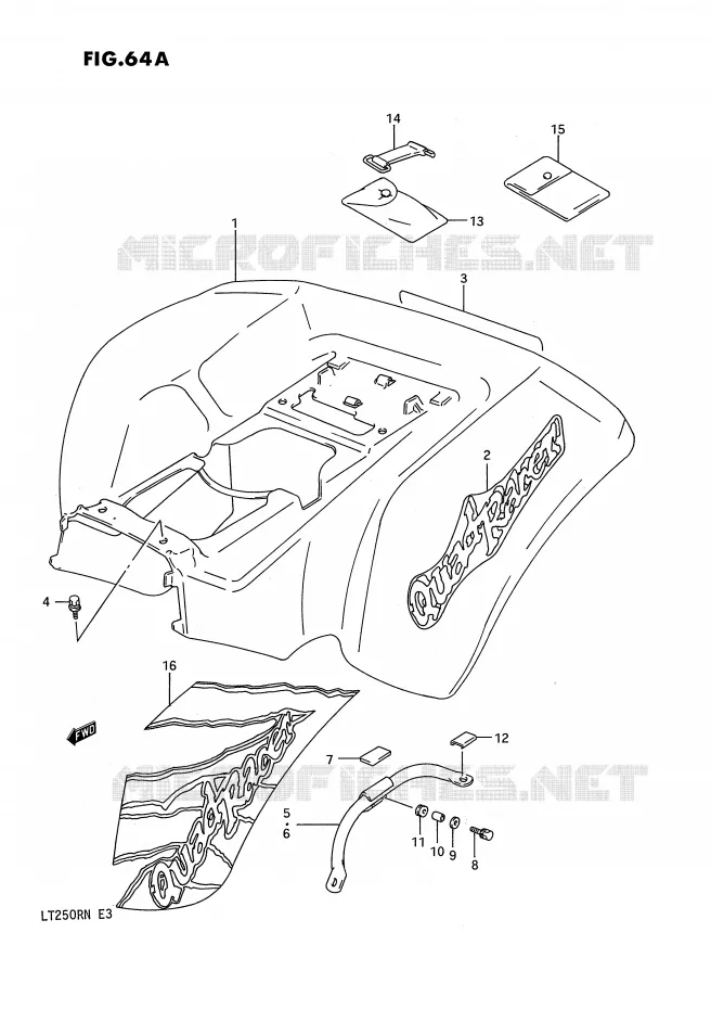 ACHTERSPATBORD (MODELE M/N) Suzuki QUAD 250 QUADRACER 1991  LT250RM(E3)