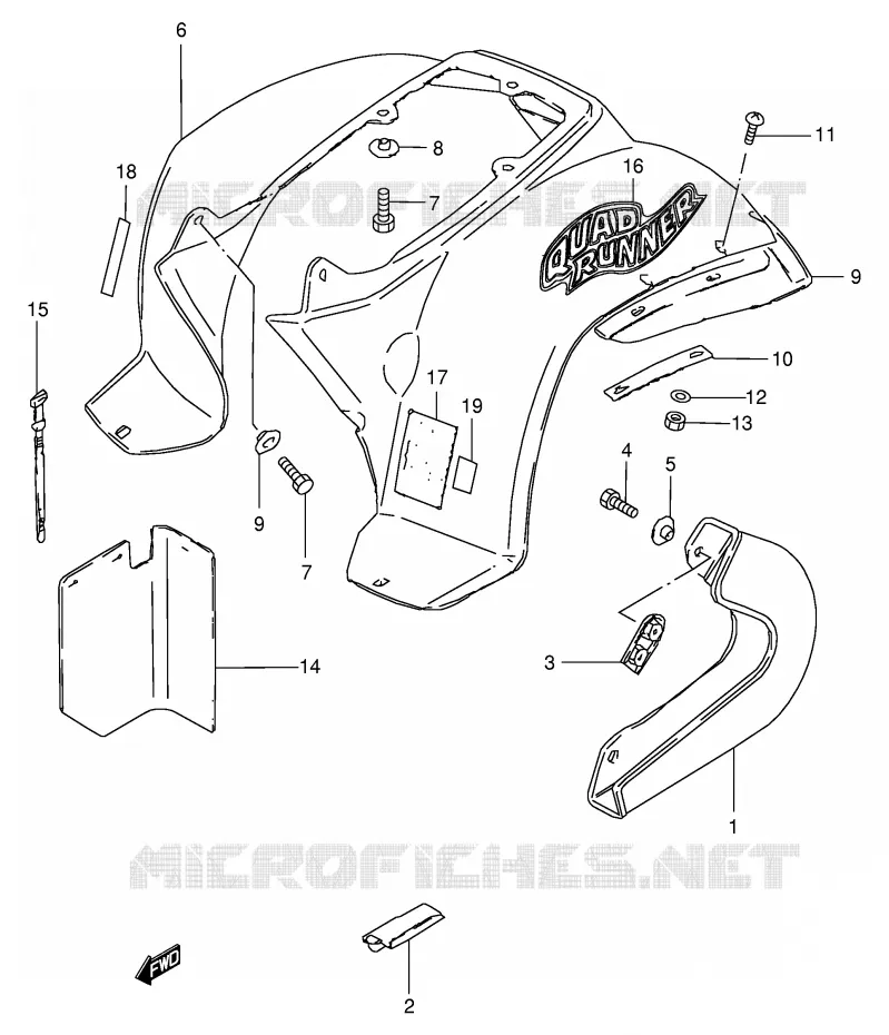 ACHTERSPATBORD (MODELE X/Y) Suzuki QUAD 50 MINIQUAD-SPORT 2000  LT50Y(P1)