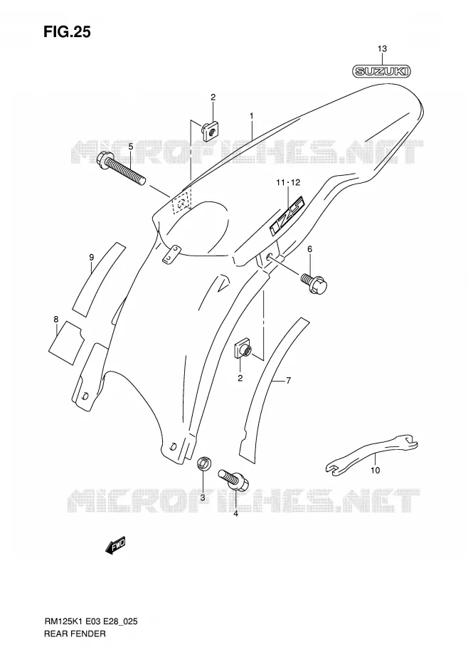 ACHTERSPATBORD Suzuki MOTO 125 RM 2005  RM125K5