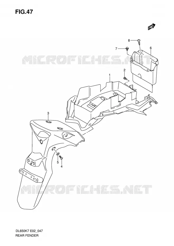 ACHTERSPATBORD Suzuki MOTO 650 V-STROM 2007  DL650AK7(E2)