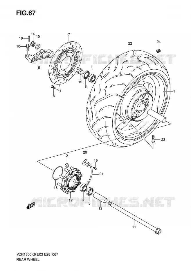 ACHTERWIEL (MODEL K6/K7) Suzuki MOTO 1800 INTRUDER 2010  VZR1800L0(E3/E28)