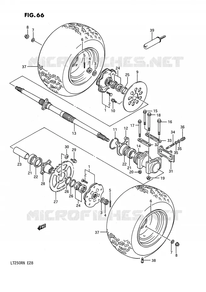 ACHTERWIEL (MODELE H/J/K/L/M/N) Suzuki QUAD 250 QUADRACER 1986  LT250RG(E28)