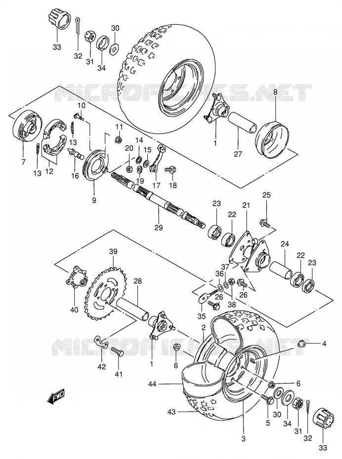 ACHTERWIEL (MODELE X/Y/K1/K2) Suzuki QUAD 50 MINIQUAD-SPORT 2000  LT50Y(P1)