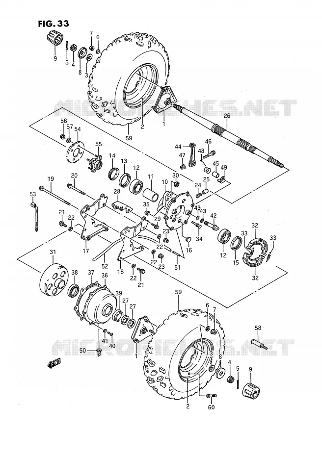 ACHTERWIEL Suzuki QUAD 80 QUADSPORT 1992  LT80N(P28)
