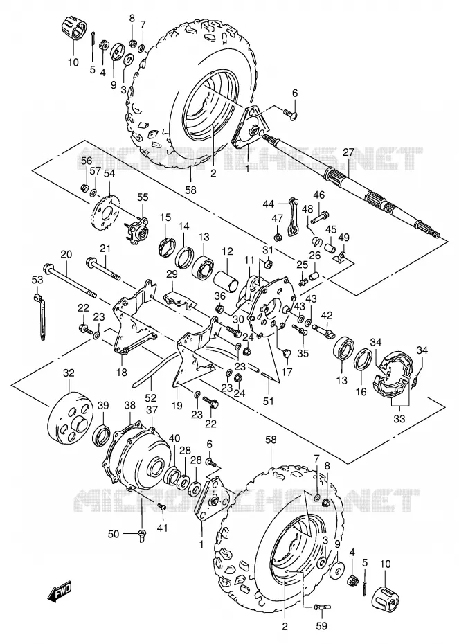 ACHTERWIEL Suzuki QUAD 80 QUADSPORT 2001  LT80K1(P3/P28)