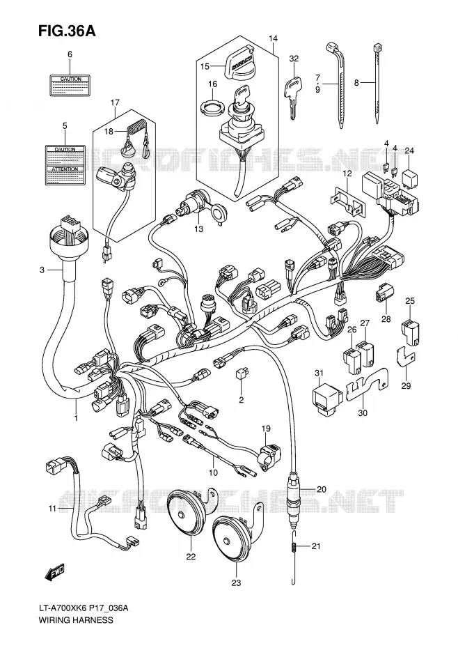 BEDRADING (MODEL K6/K7 F.NO.5SAAP41A 67110001~) Suzuki QUAD 700 KINGQUAD 2006  LT-A700XK6(P17)