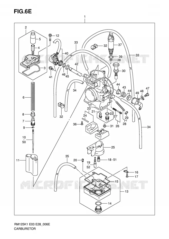 CARBURATOR (MODELE K6) Suzuki MOTO 125 RM 2004  RM125K4