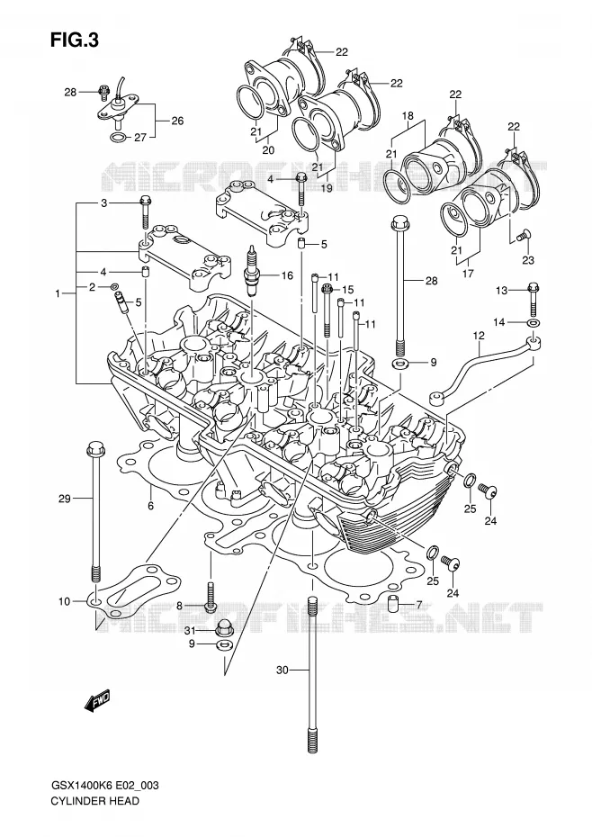 CILINDERKOP Suzuki MOTO 1400 GSX 2006  GSX1400K6(E2)