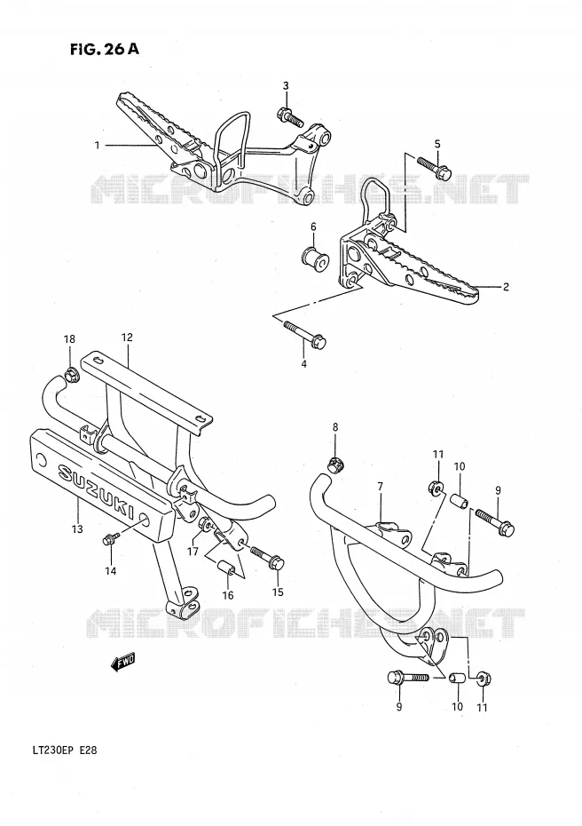 FOOTREST (MODELE K/L/M/N/P) Suzuki QUAD 230 QUADSPORT 1991  LT230EM(E28)