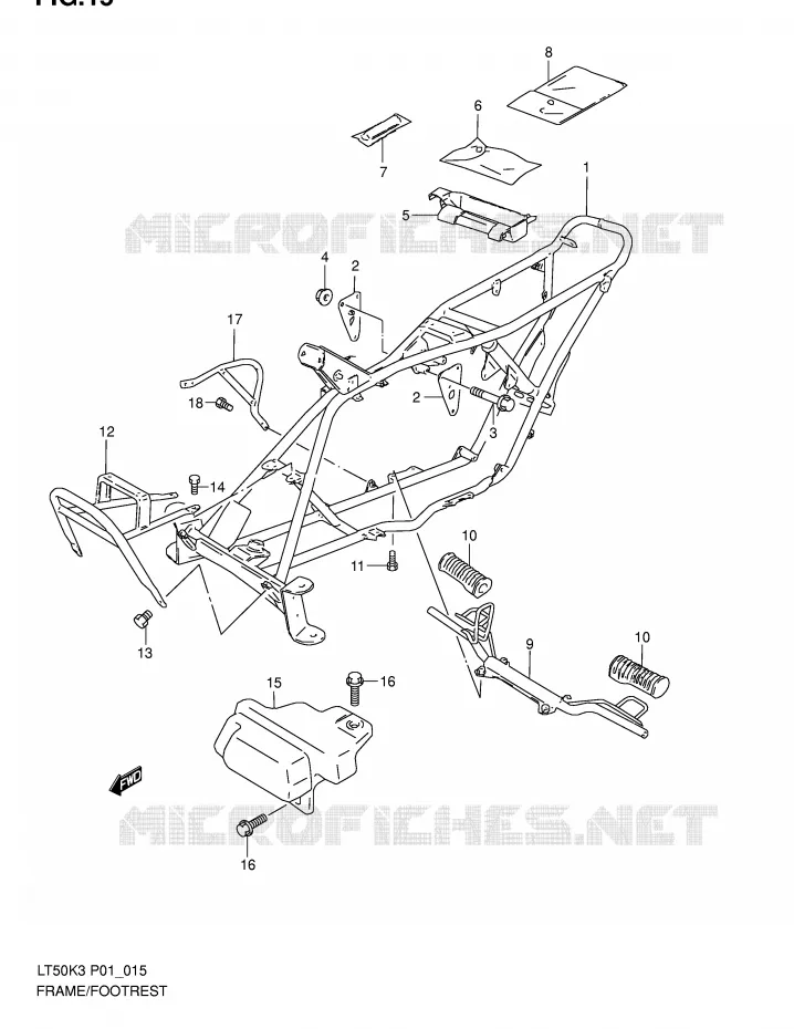 FRAME - FOOTREST Suzuki QUAD 50 MINIQUAD-SPORT 2003  LT50K3(P1)