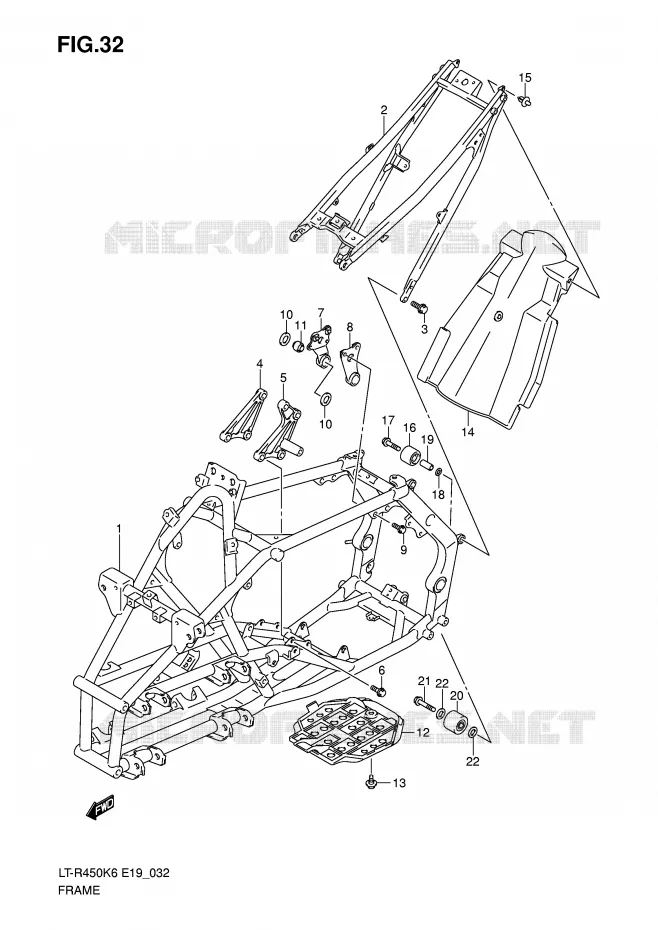 FRAME (MODEL K6/K7/K8) Suzuki QUAD 450 QUADRACER 2010  LT-R450ZL0(E19)