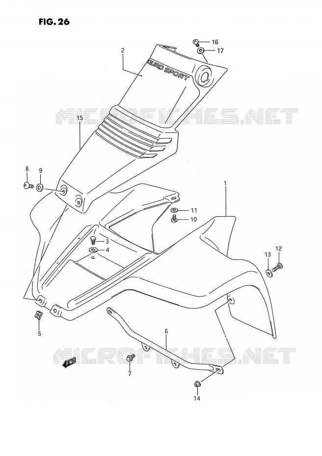 FRONT FENDER (MODELE H) Suzuki QUAD 80 QUADSPORT 1993  LT80P(P3)