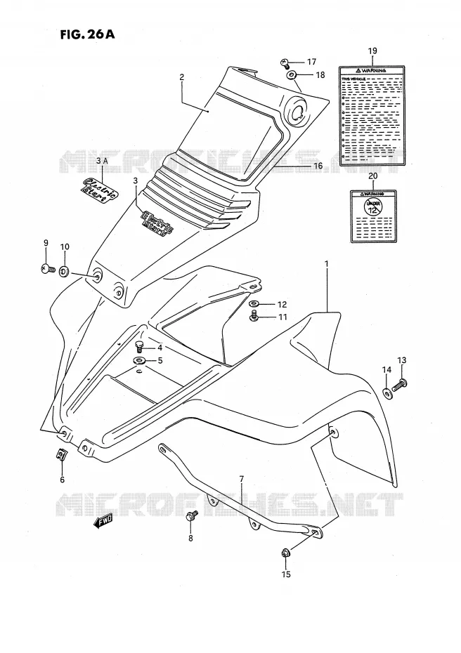 FRONT FENDER (MODELE J/K/L) Suzuki QUAD 80 QUADSPORT 1992  LT80N(P28)