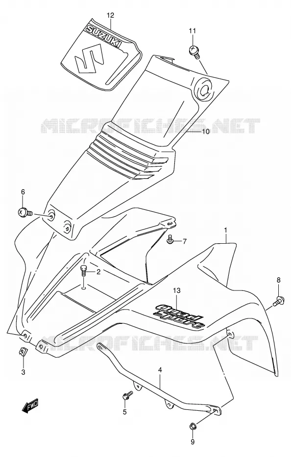 FRONT FENDER (MODELE K2/K3/K4) Suzuki QUAD 80 QUADSPORT 2004  LT80K4(P3/P28)