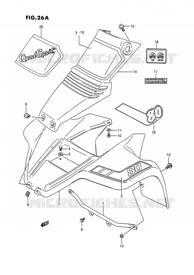 FRONT FENDER (MODELE M/N/P/R) Suzuki QUAD 80 QUADSPORT 1993  LT80P(P1)
