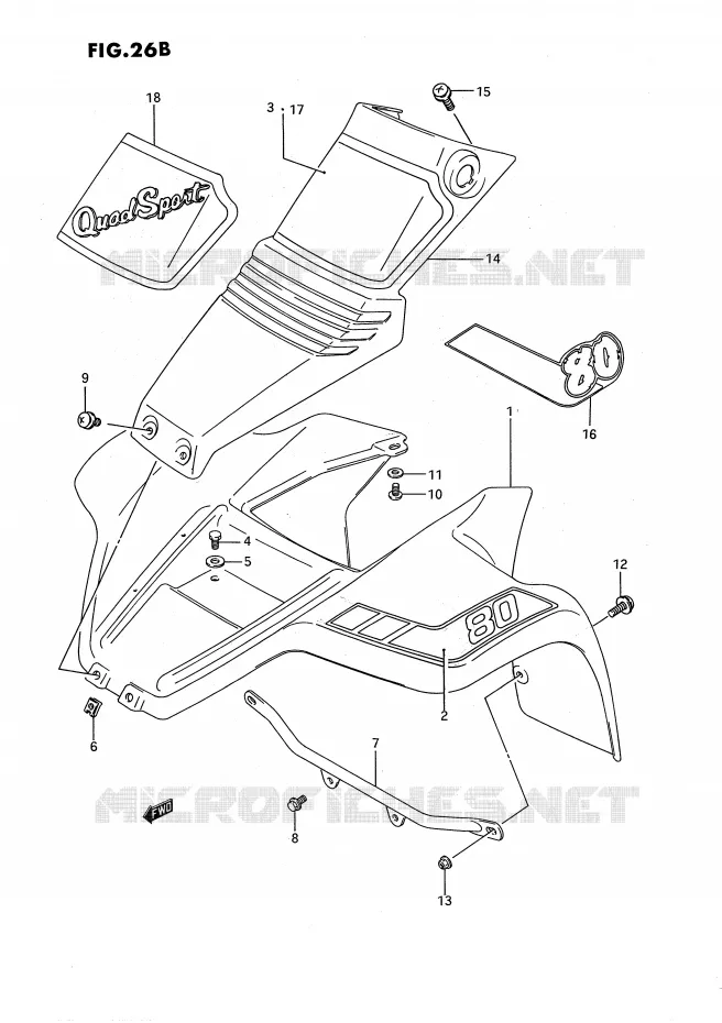 FRONT FENDER (MODELE M/N/P/R) Suzuki QUAD 80 QUADSPORT 1994  LT80R(P3)
