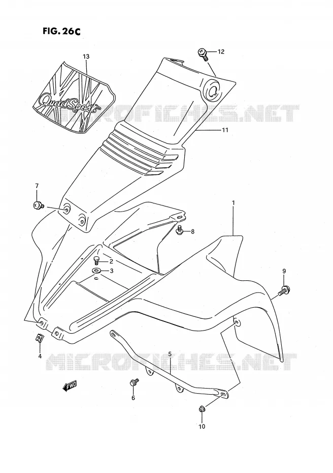 FRONT FENDER (MODELE S) Suzuki QUAD 80 QUADSPORT 1993  LT80P(P28)