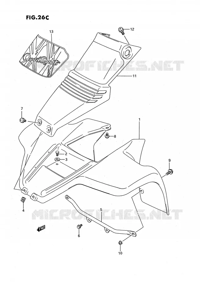 FRONT FENDER (MODELE S) Suzuki QUAD 80 QUADSPORT 1993  LT80P(P3)