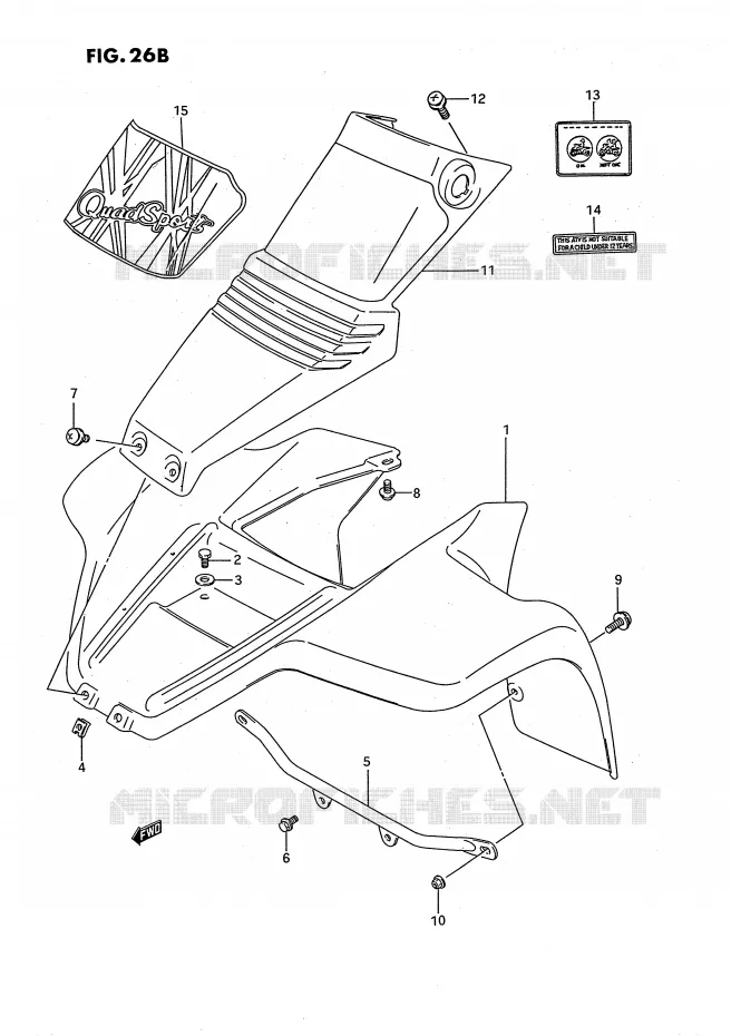 FRONT FENDER (MODELE S) Suzuki QUAD 80 QUADSPORT 1995  LT80S(P1)