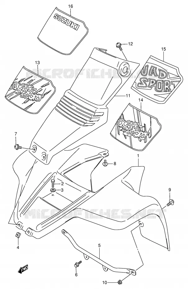 FRONT FENDER Suzuki QUAD 80 QUADSPORT 2000  LT80Y(P3/P28)