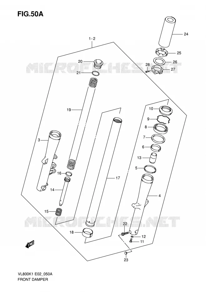 FRONT SCHOKDEMPER (MODELE K5) Suzuki MOTO 800 VOLUSIA 2005  VL800K5(E2)