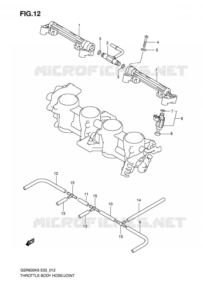 GASKLEPHUIS SLANG / JOINT Suzuki MOTO 600 GSR 2008  GSR600UK8(E2)