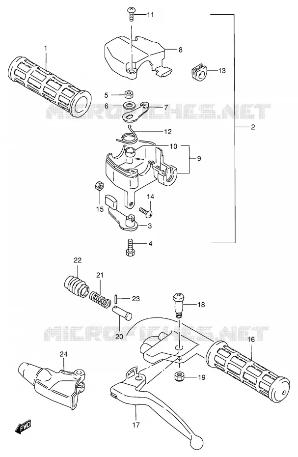 HANDGRIPS - LEVERS Suzuki QUAD 50 MINIQUAD-SPORT 2002  LT50K2(P1)