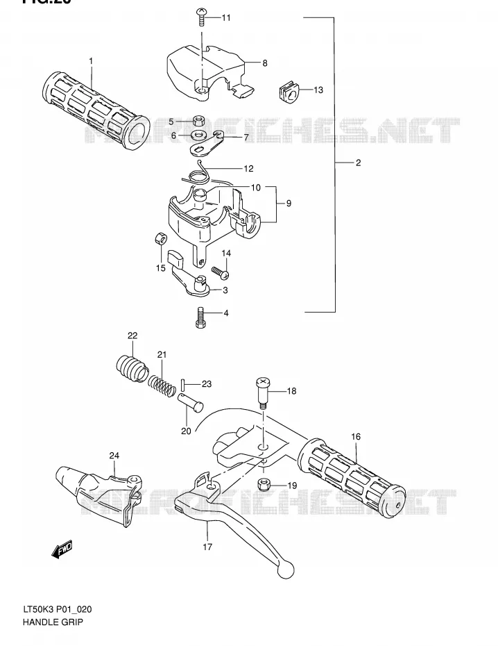 HANDGRIPS - LEVERS Suzuki QUAD 50 MINIQUAD-SPORT 2003  LT50K3(P1)