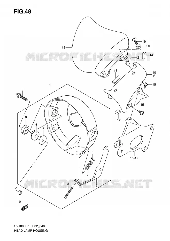 HEADLIGHT BOWL (SV1000) Suzuki MOTO 1000 SV 2007  SV1000S2K7(E2)