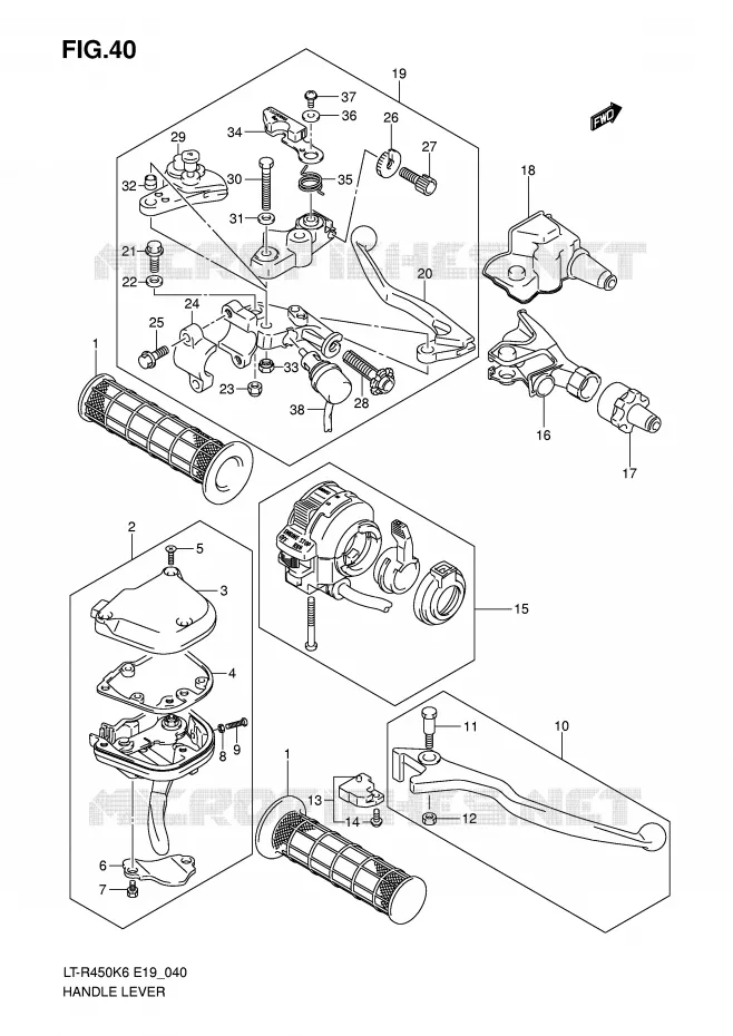 HEFBOMEN - HANDGRIPS (MODEL K6/K7/K8) Suzuki QUAD 450 QUADRACER 2007  LT-R450K7(E19)