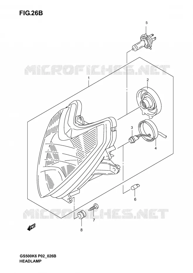 KOPLAMP (GS500FK4/K5/K6/FUK4/K5/K6 P2, P19, P54) Suzuki MOTO 500 GS-F 2006  GS500FUK6(P19)