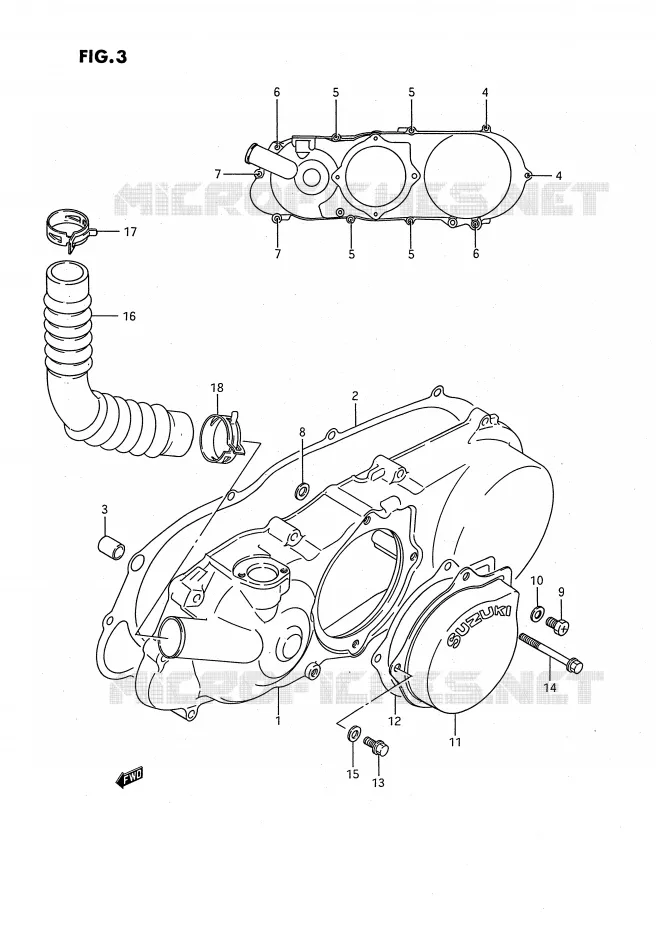 LEFT CARTERDEKSEL Suzuki QUAD 80 QUADSPORT 1987  LT80H(P3)