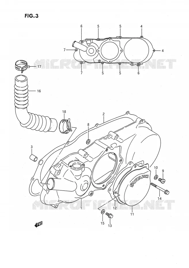 LEFT CARTERDEKSEL Suzuki QUAD 80 QUADSPORT 1994  LT80R(P1)