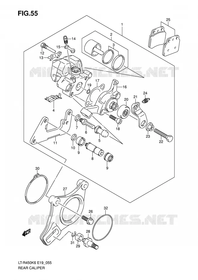 REAR CALIPER Suzuki QUAD 450 QUADRACER 2010  LT-R450ZL0(E19)