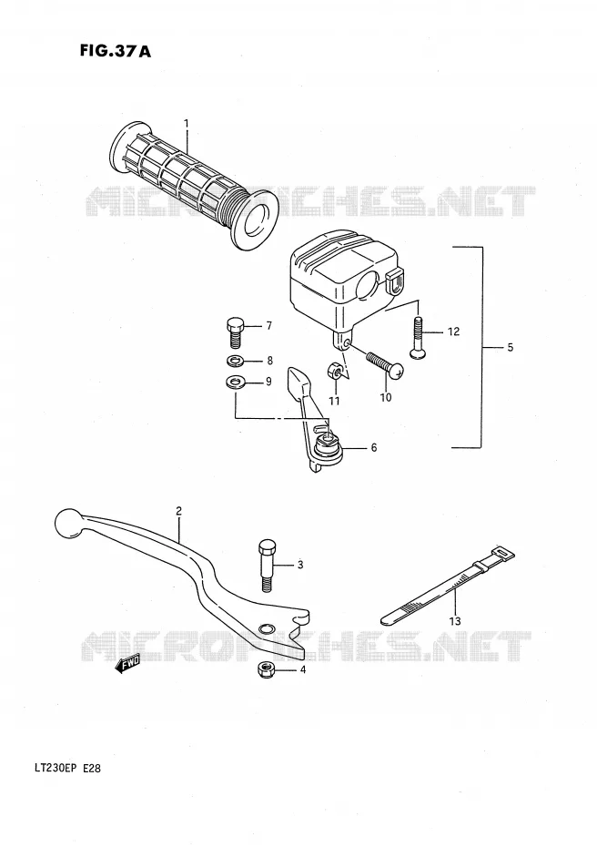 RIGHT SWITCH - HANDGREEP (MODELE M/N/P) Suzuki QUAD 230 QUADSPORT 1987  LT230EH(E28)