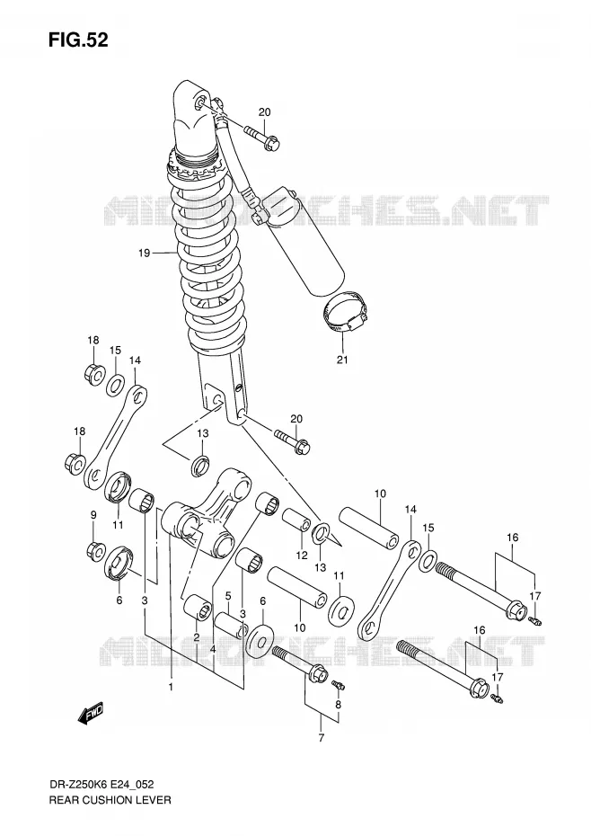 SCHOKBREKER AANEENSCHAKELING Suzuki MOTO 250 DR-Z 2007  DR-Z250K7(E24)