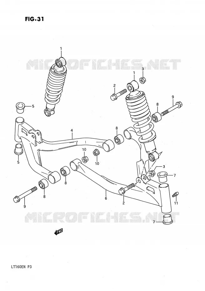 SCHOKDEMPER - VORKBEEN Suzuki QUAD 160 QUADRUNNER 1991  LT160EM(P3)
