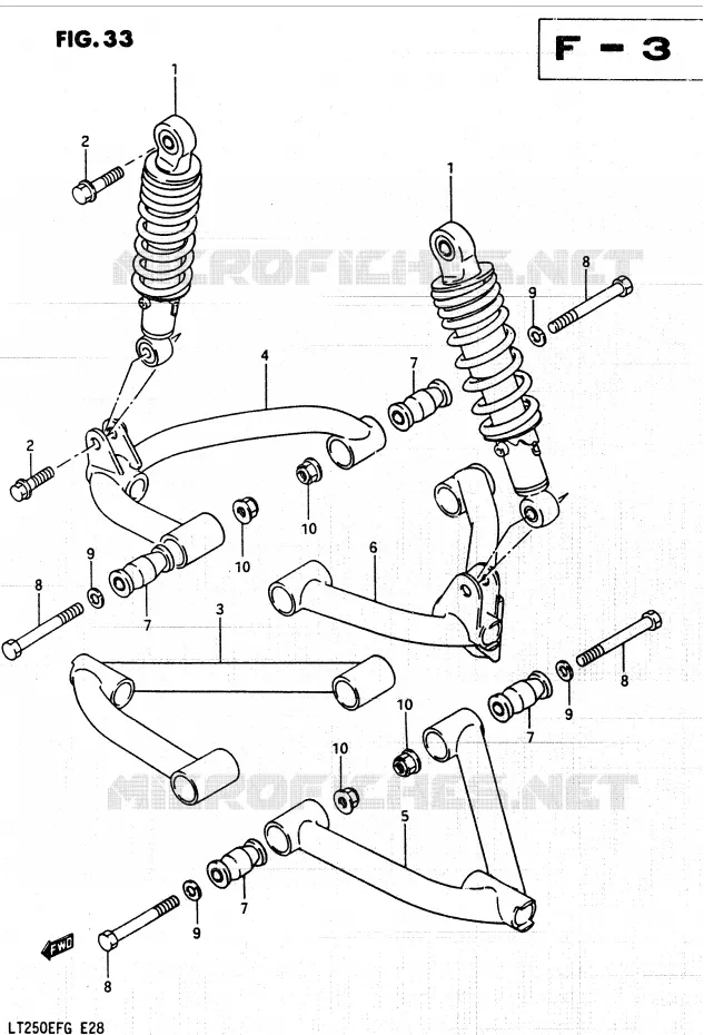 SCHOKDEMPER - VORKBEEN Suzuki QUAD 250 QUADRUNNER 1985  LT250EFF(F/2/G)