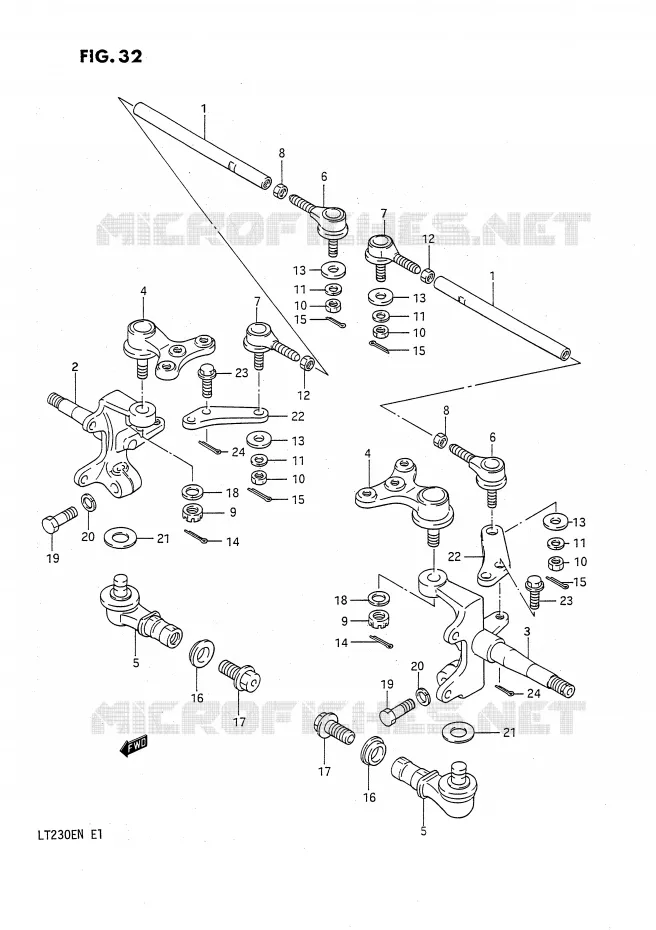 STUURINRICHTINGS - HUB Suzuki QUAD 230 QUADSPORT 1990  LT230EL(E1)