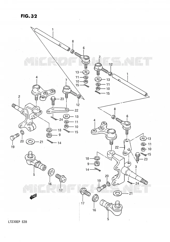 STUURINRICHTINGS - HUB Suzuki QUAD 230 QUADSPORT 1993  LT230EP(E28)