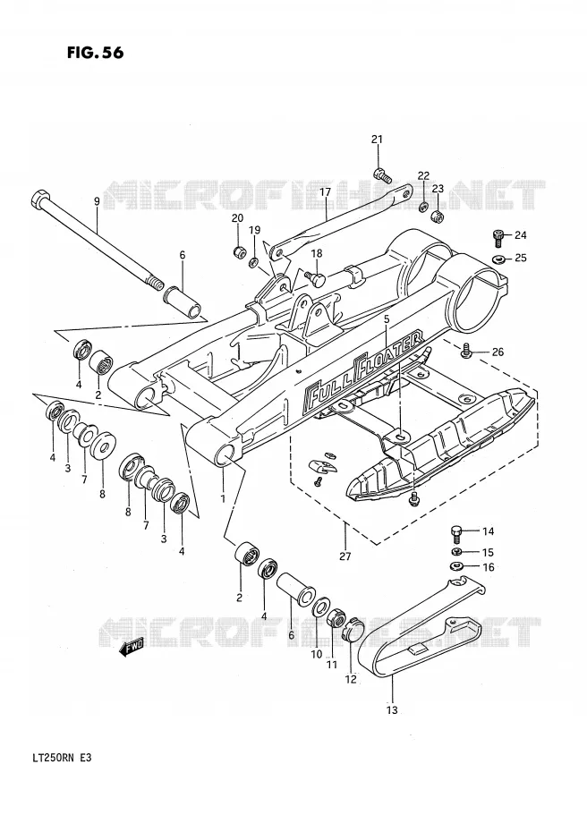 SWINGARM (MODELE F) Suzuki QUAD 250 QUADRACER 1985  LT250RF(E3)