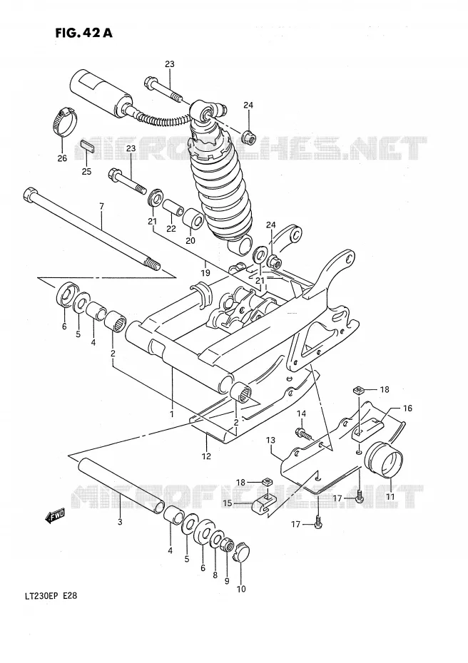 SWINGARM (MODELE J/K/L) Suzuki QUAD 230 QUADSPORT 1990  LT230EL(E28)